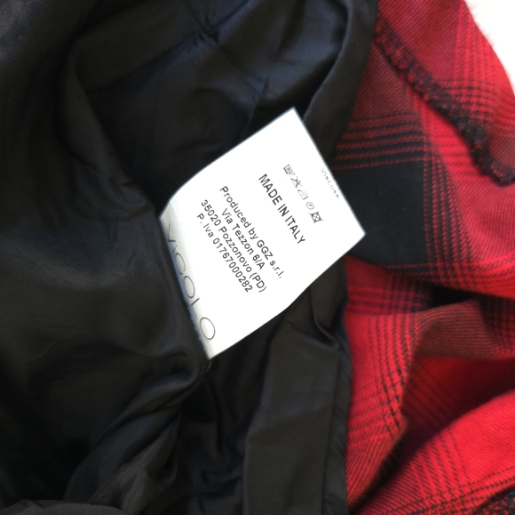 Vicolo Italian Buffalo Plaid Circle A-Line Skirt - Red Buffalo Plaid - Picture 4 of 11